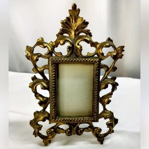 Vintage Frame Cast Iron Ornate Gold Picture Frame Art Nouveau Victorian 8 inch